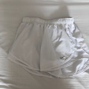 Athletic running white Nike shorts